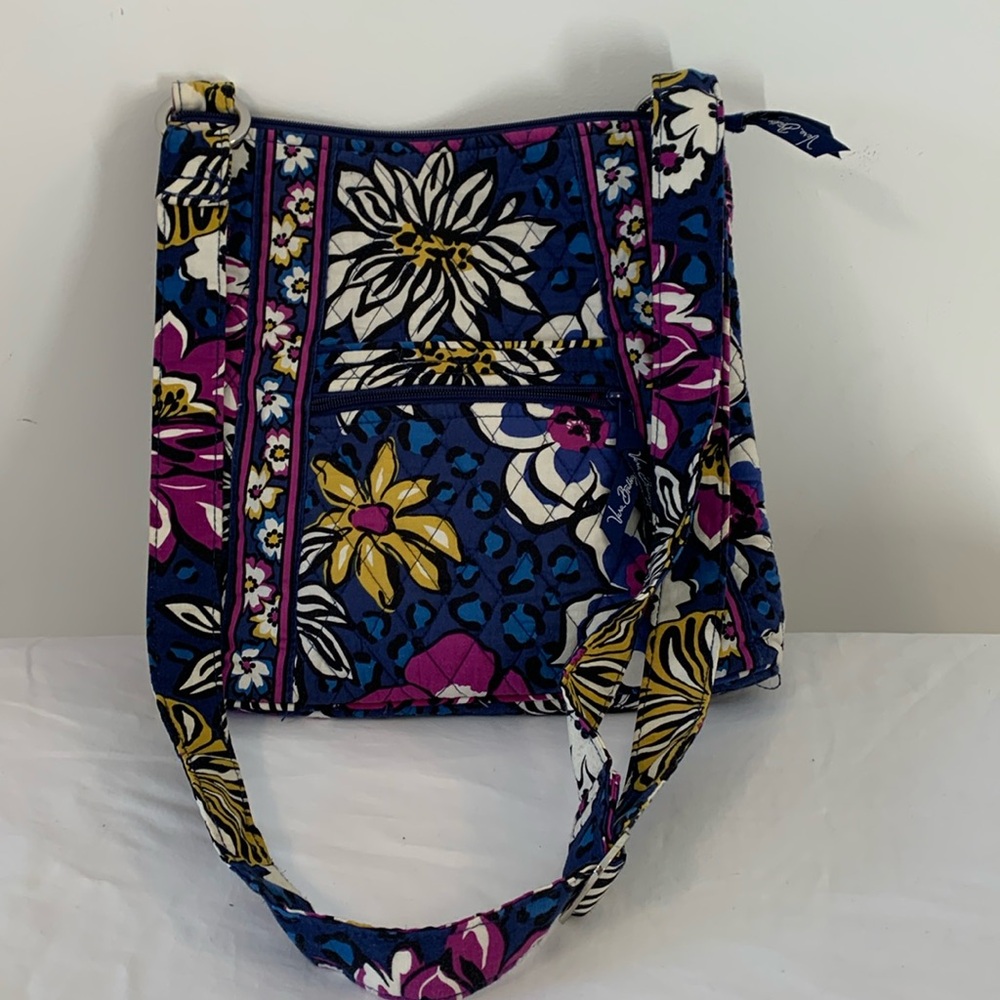 Vera Bradley Crossbody Bag Blue Purple Yellow Floral Pattern